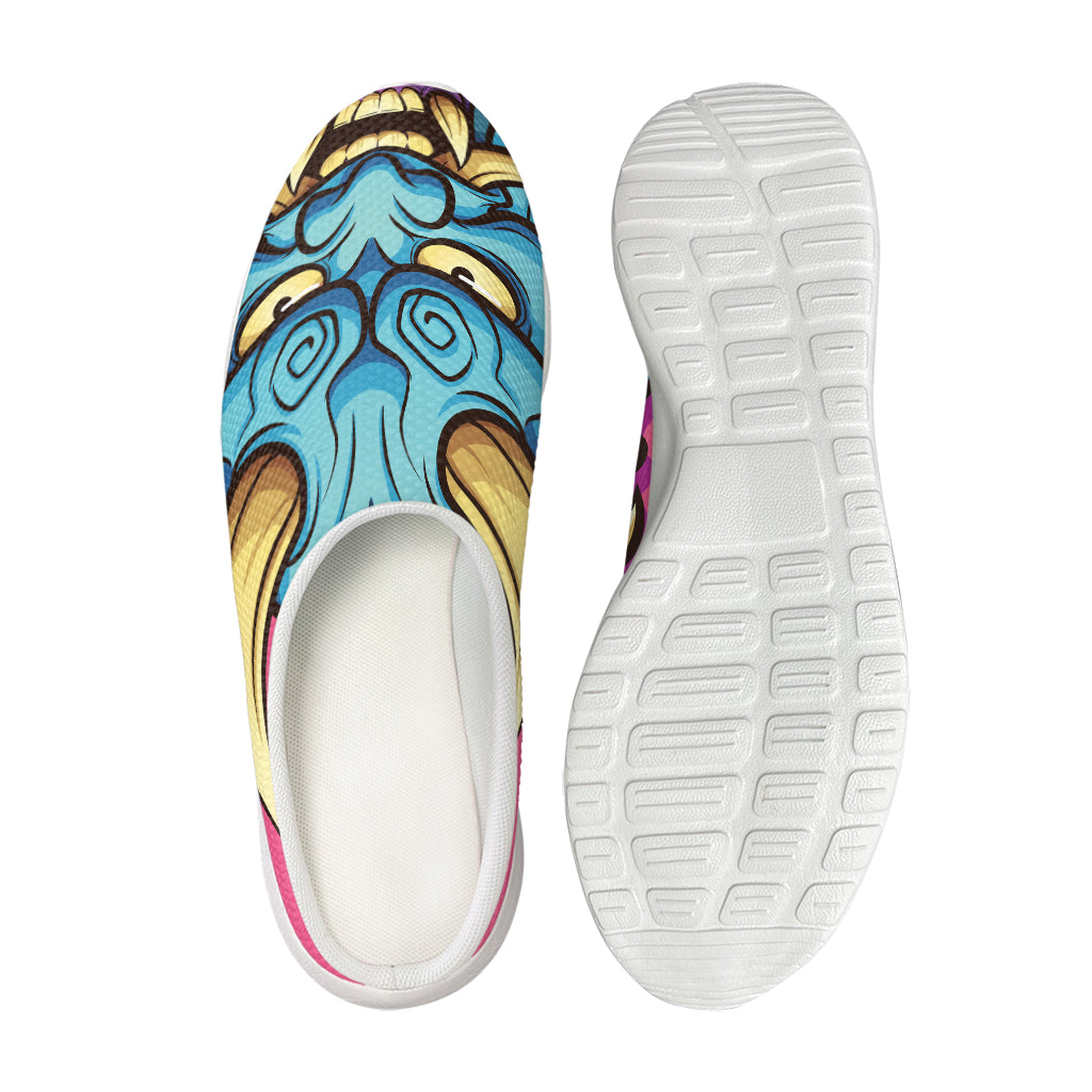 Blue Japanese Demon Print Mesh Casual Shoes