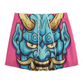 Blue Japanese Demon Print Mesh Shorts