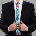 Blue Japanese Demon Print Necktie