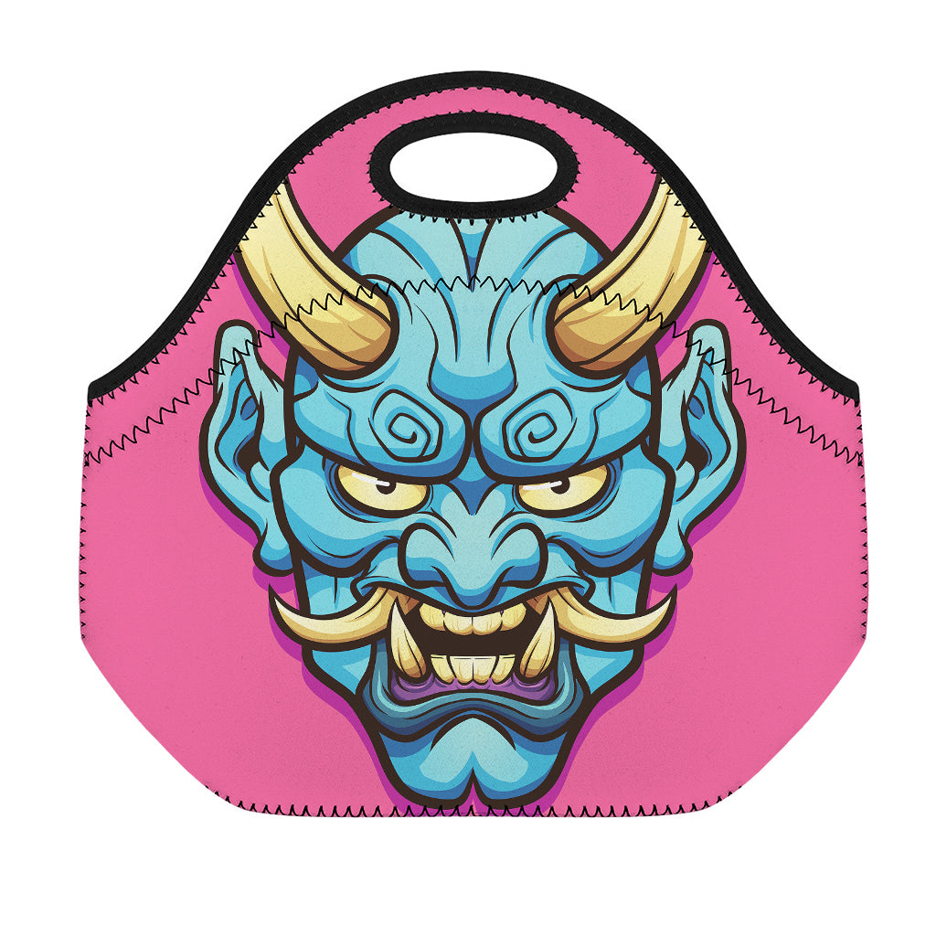 Blue Japanese Demon Print Neoprene Lunch Bag