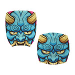 Blue Japanese Demon Print Office Chair Cover