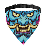 Blue Japanese Demon Print Over The Collar Dog Bandana