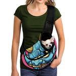 Blue Japanese Demon Print Pet Sling Carrier
