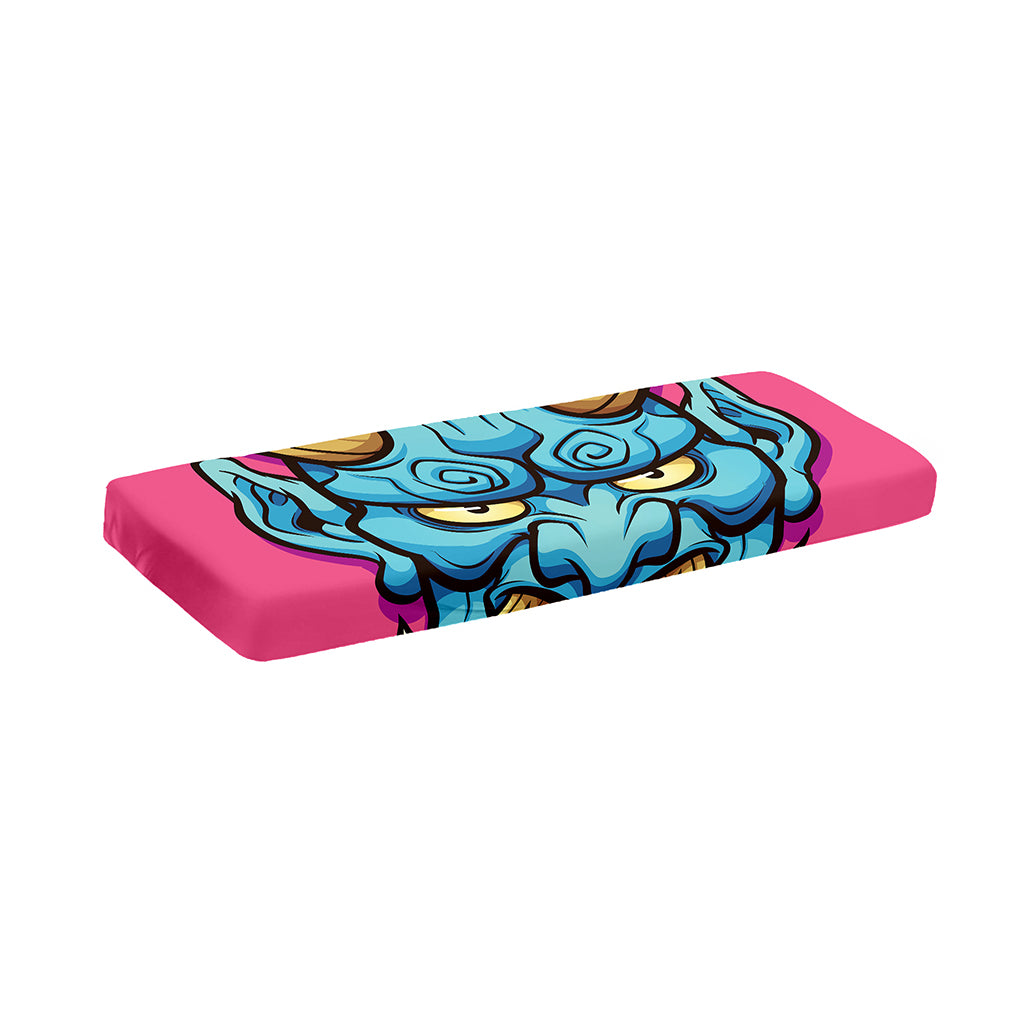 Blue Japanese Demon Print Piano Keyboard Cover