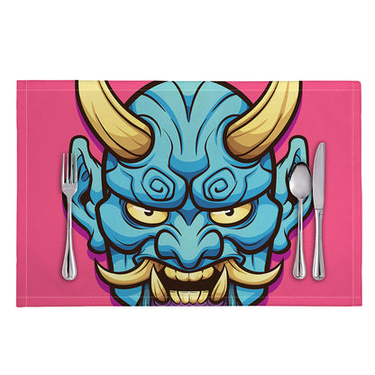 Blue Japanese Demon Print Placemat