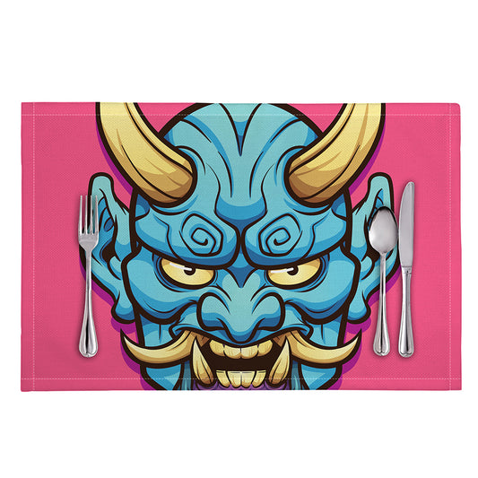 Blue Japanese Demon Print Placemat