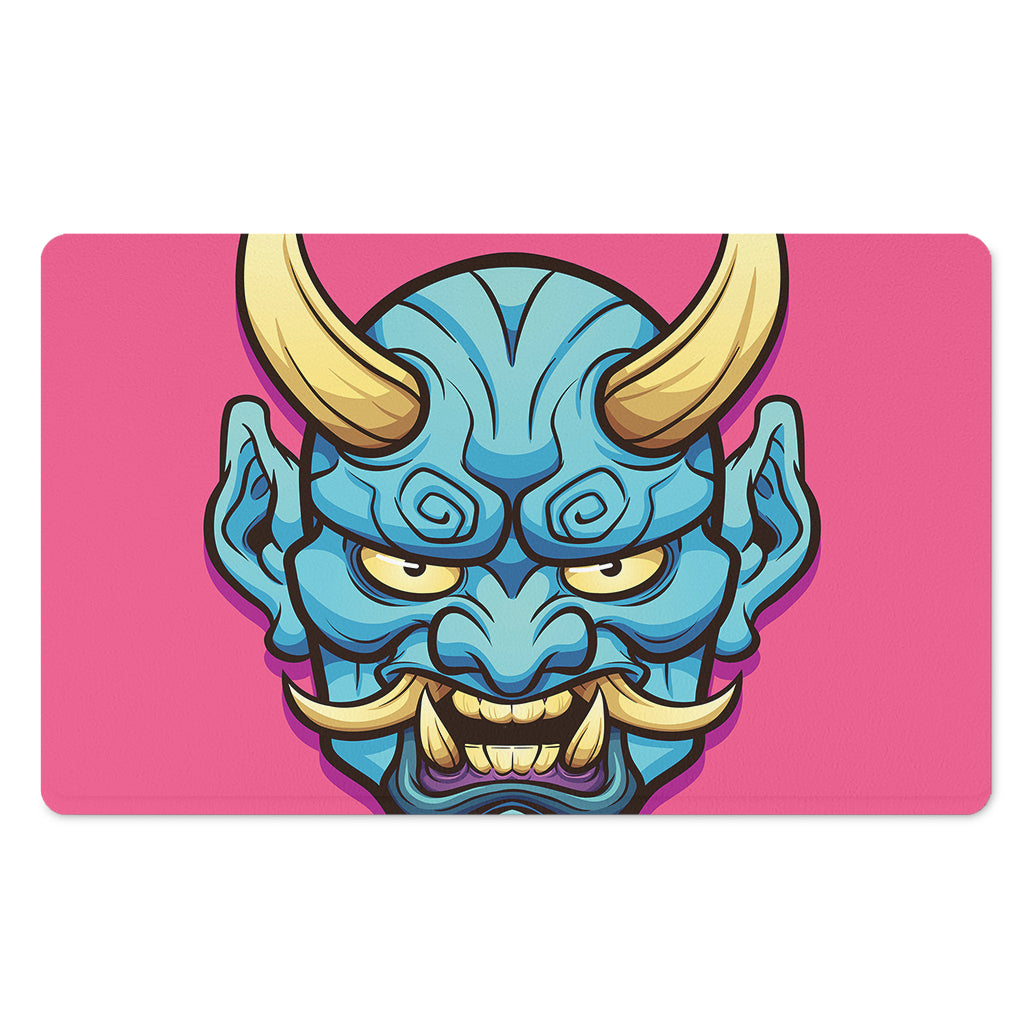 Blue Japanese Demon Print Polyester Doormat