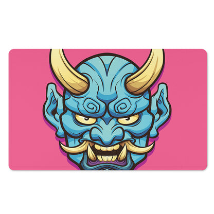 Blue Japanese Demon Print Polyester Doormat