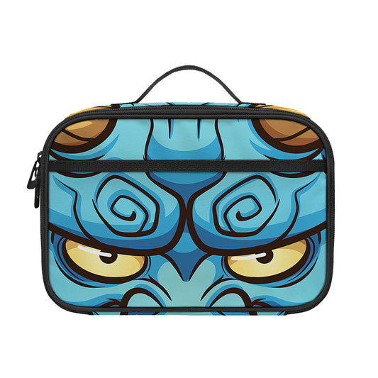 Blue Japanese Demon Print Portable Lunch Bag