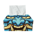 Blue Japanese Demon Print Rectangle Tissue Box Cover