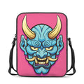 Blue Japanese Demon Print Rectangular Crossbody Bag