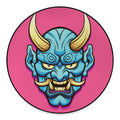 Blue Japanese Demon Print Round Floor Mat