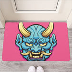 Blue Japanese Demon Print Rubber Doormat