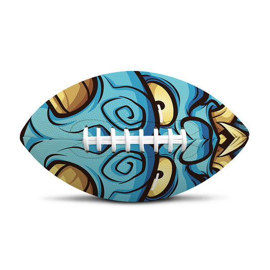 Blue Japanese Demon Print Rugby Ball