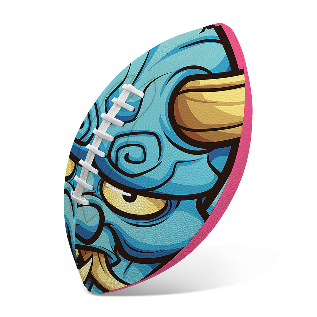 Blue Japanese Demon Print Rugby Ball