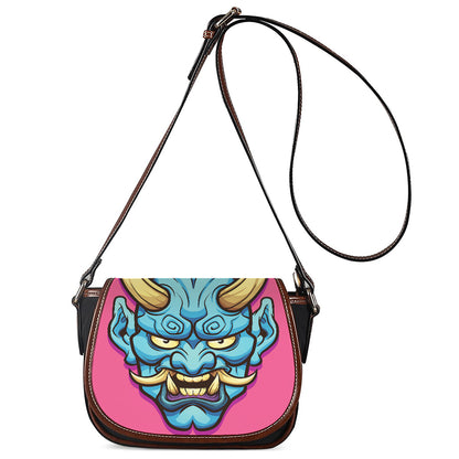 Blue Japanese Demon Print Saddle Bag