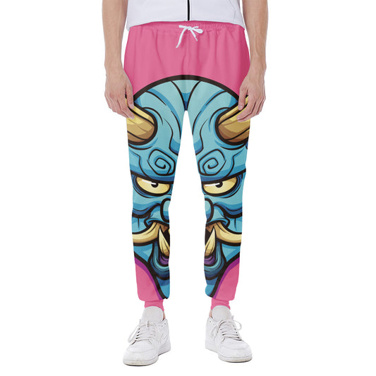 Blue Japanese Demon Print Scuba Joggers