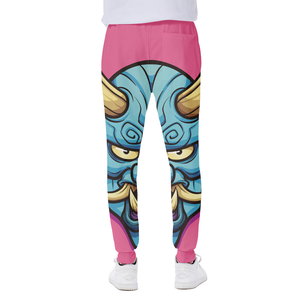 Blue Japanese Demon Print Scuba Joggers