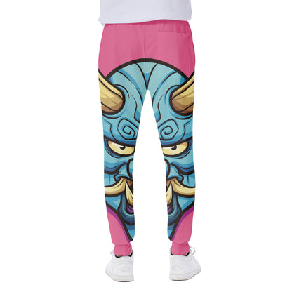 Blue Japanese Demon Print Scuba Joggers
