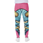 Blue Japanese Demon Print Scuba Joggers