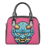 Blue Japanese Demon Print Shoulder Handbag