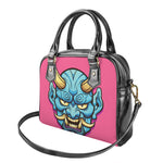 Blue Japanese Demon Print Shoulder Handbag