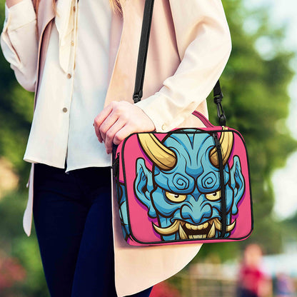 Blue Japanese Demon Print Shoulder Strap Bible Bag