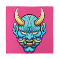 Blue Japanese Demon Print Silk Bandana