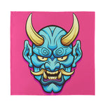 Blue Japanese Demon Print Silk Bandana