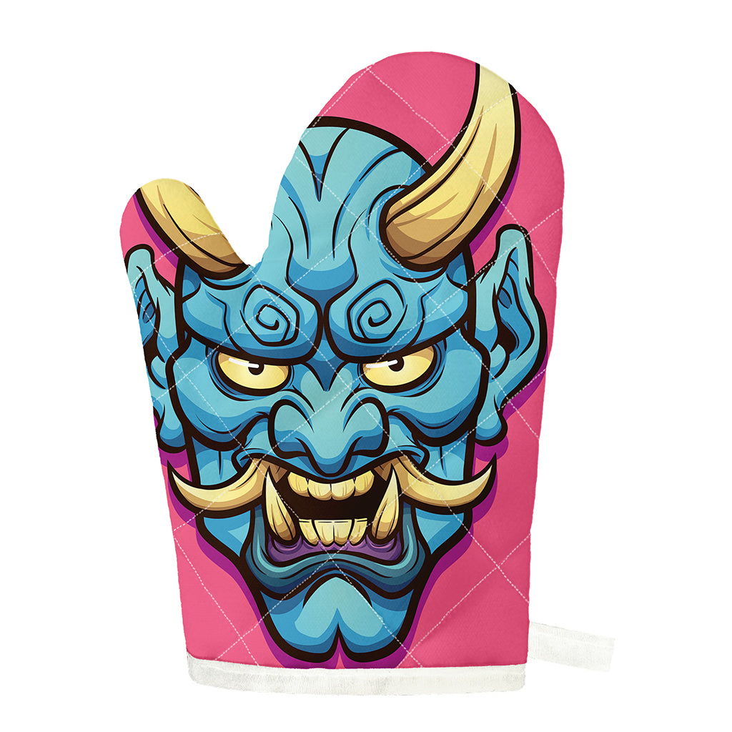 Blue Japanese Demon Print Single Oven Mitt