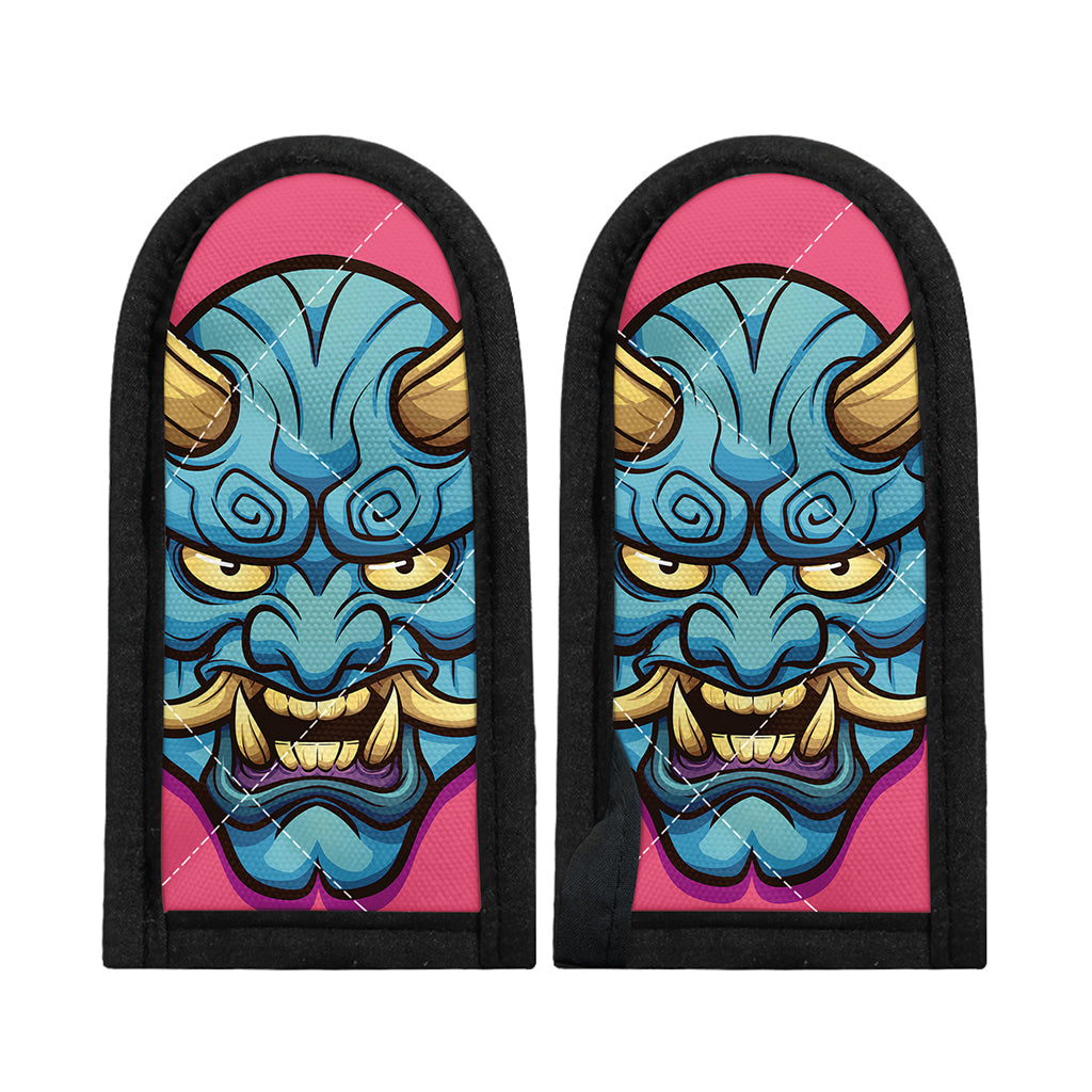 Blue Japanese Demon Print Skillet Handle Cover