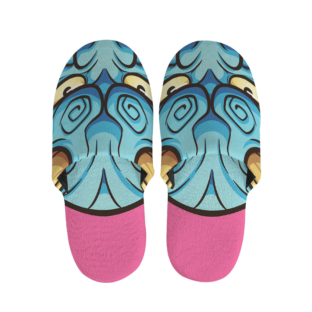 Blue Japanese Demon Print Slippers