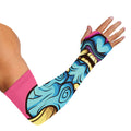Blue Japanese Demon Print Sun Protection Arm Sleeves