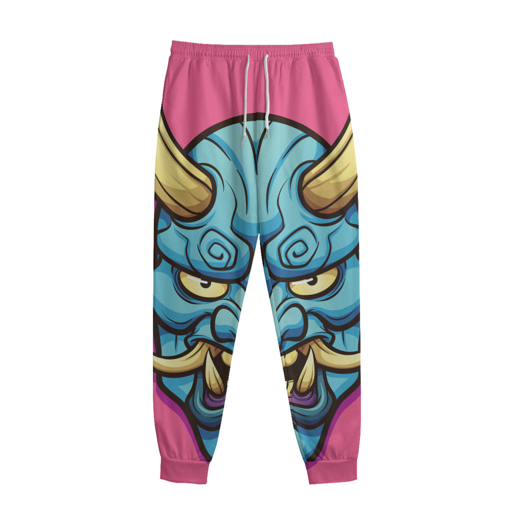 Blue Japanese Demon Print Sweatpants