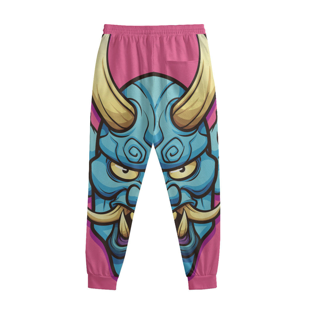 Blue Japanese Demon Print Sweatpants