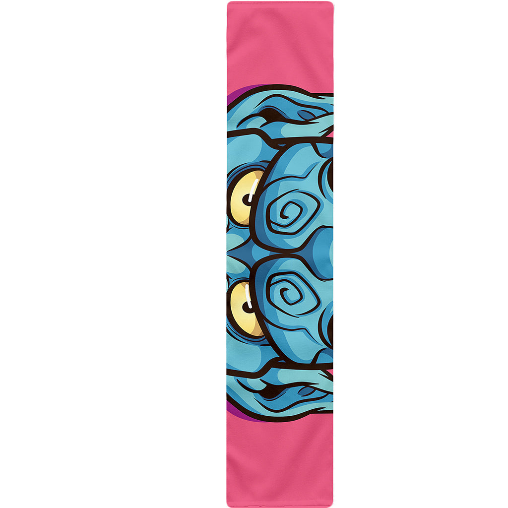 Blue Japanese Demon Print Table Runner