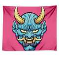 Blue Japanese Demon Print Tapestry