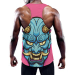 Blue Japanese Demon Print Training Tank Top