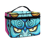 Blue Japanese Demon Print Travel Makeup Bag