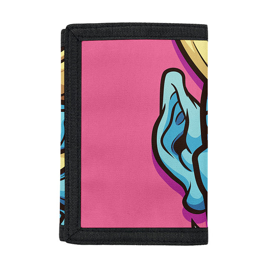 Blue Japanese Demon Print Trifold Wallet