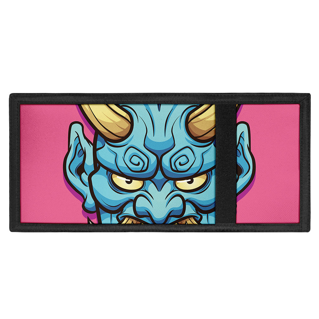 Blue Japanese Demon Print Trifold Wallet