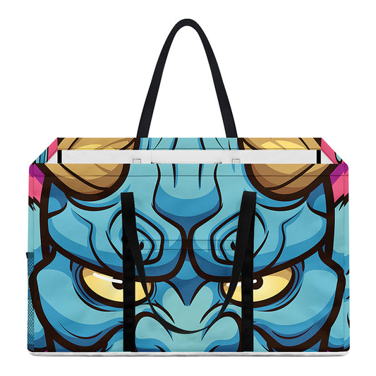 Blue Japanese Demon Print Utility Tote Bag