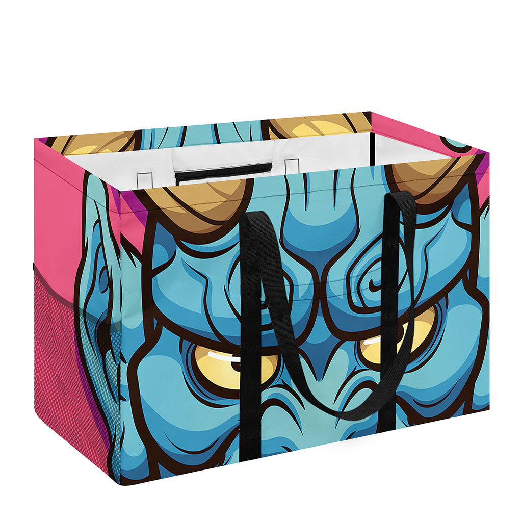 Blue Japanese Demon Print Utility Tote Bag