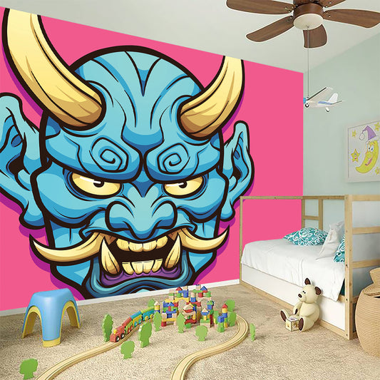 Blue Japanese Demon Print Wall Sticker