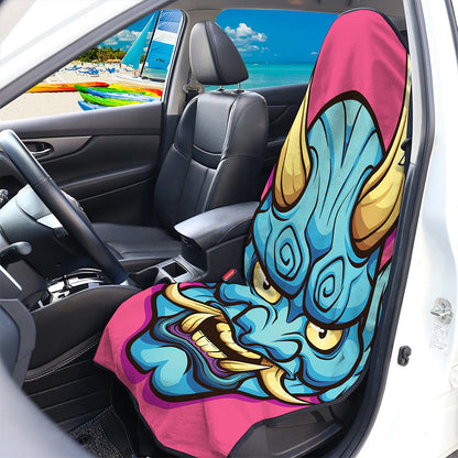 Blue Japanese Demon Print Waterproof Car Seat Cover