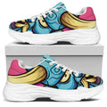 Blue Japanese Demon Print White Chunky Shoes
