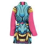 Blue Japanese Demon Print Women's Bathrobe