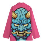 Blue Japanese Demon Print Women's Blazer
