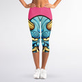 Blue Japanese Demon Print Women's Capri Leggings