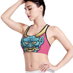 Blue Japanese Demon Print Women's Sports Bra